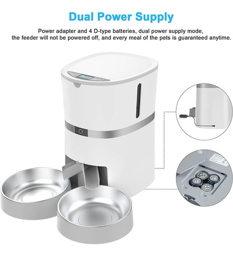 Imagen 3 de 7 de Alimentador Automático Inteligente Con Wifi Para Gatos Doble