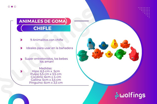 Imagen 3 de 10 de 9 Animales De Goma Chifles Juguete Para El Baño Agua Bebes