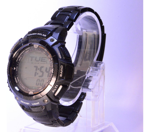Reloj Casio Prg 80yt Triple Sensor Solar Titanio Negro Negro Negro Gris