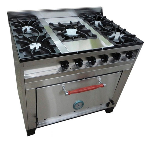 Cocina Industrial Eg Acero 5 Hornallas Pizzero De Fundicion-