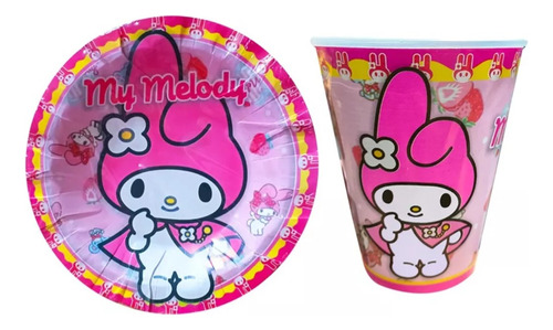 Personaje A Elegir 50 Vasos 50 Platos Desechables Fiesta Multicolor Personaje My Melody