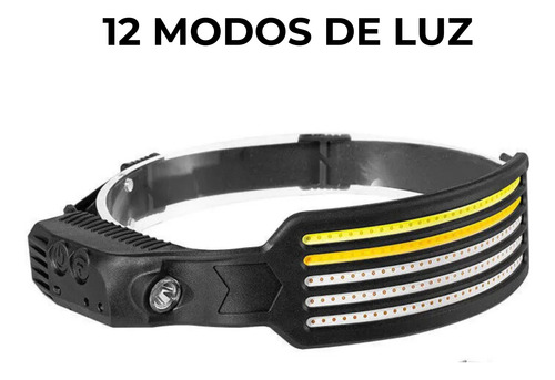 Lampara De Cabeza Led 12 Modos De Luz Recargable Con Sensor