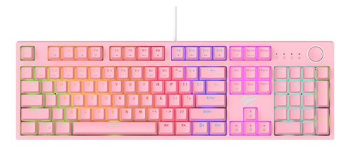 Teclado Gamer Mecânico Havit Kb-871l Rgb Rosa Quartz