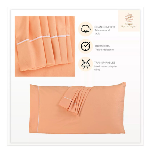 Sábana King Size 2800 Hilos Extra Suave Flores Peach Fuzz