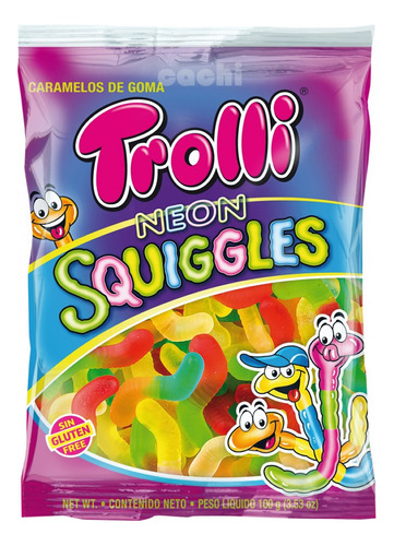 Gomitas Trolli Neon Squiggles Gluten Free 100gr