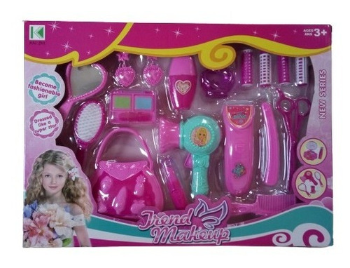 Imagen 2 de 5 de Set De Peluquería Accesorios De Belleza De Juguete 18 Piezas