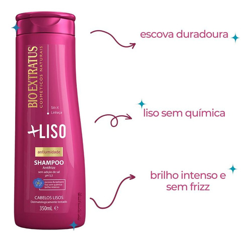 Kit C/ 4 Bio Extratus Shampoo +liso 350ml