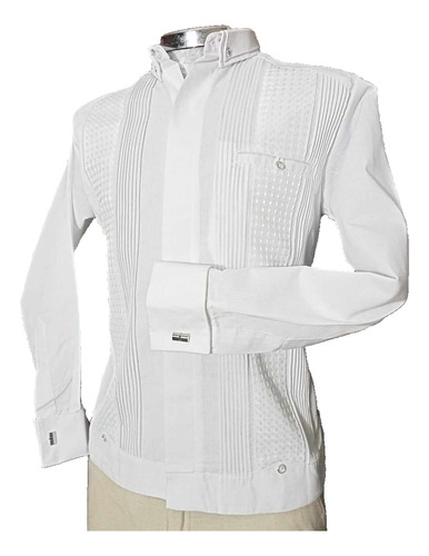 Guayabera President Platino Talla Extra Lino P/mancuernillas