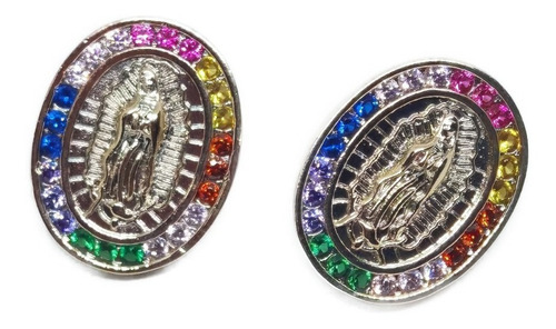 Aretes De Virgen Zirconias De Oro Laminado+estuche Ga2