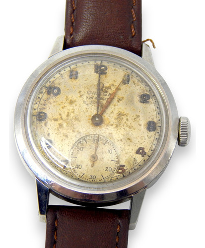 Reloj Omega 30t2 32 Mm Sub Segundos Acero Años 40 Marrón Oscuro Plateado Beige (Usado)