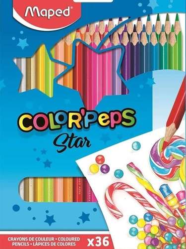 Lápices De Colores Maped Color Peps Star X36 Largos
