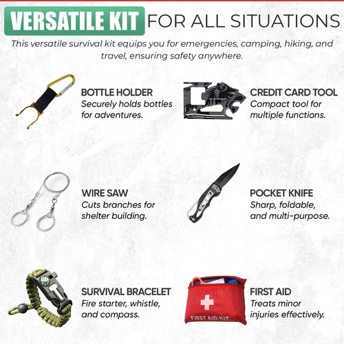 Kit De Supervivencia Todo En Uno Para Camping Y Emergencias