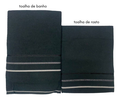 Kit Toalha De Banho + Toalha De Rosto Algodão Pop Cor Preto