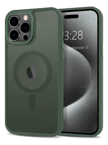Funda Para iPhone 15 Pro Max Verde Oscuro Delgado Piel Si -2