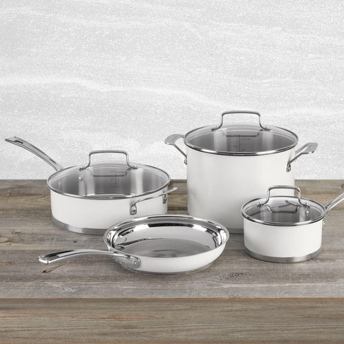 Jogo De Panelas Cuisinart Indução 11 Peças Branco Fosco