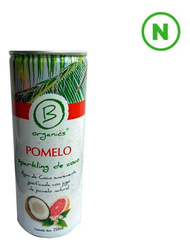 Pack 6 Aguas De Coco Pomelo 250ml C/u Borganics. Agronewen