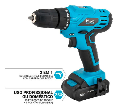 Parafusadeira Force Bivolt 2 Em 1 800rpm Ppf12 - Philco