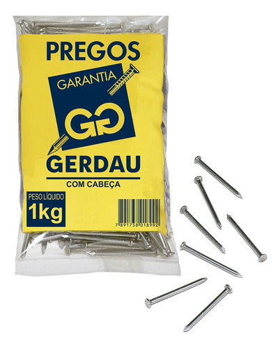 Prego Gerdau Com Cabeça 16x18 1kg - Embalagem Com 20 Unidade
