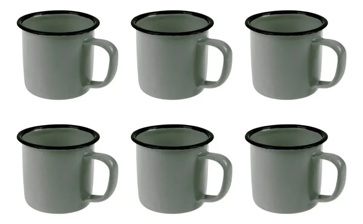 CANECA ESMALTADA CINZA 350ML