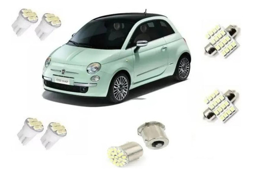 Kit Lâmpadas Led Fiat 500 Teto Farolete Placa Ré Blue Lion