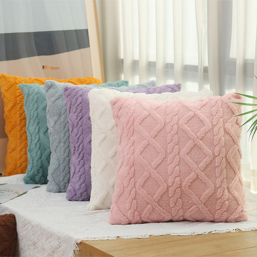 Juego De 2 Fundas De Almohada De Felpa Geométricas, 45x45cm Rosa
