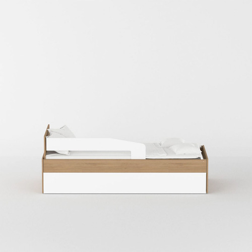 Cama Individual Para Dormitorio Linnea En Tableros Laminados Color Serrano