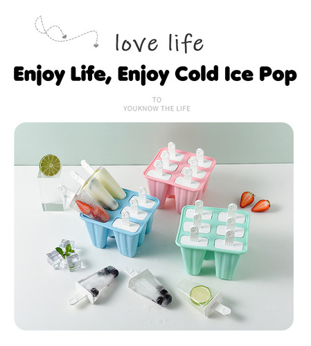 . Ice Pop S De Silicona Reutilizable Con Bastones Para