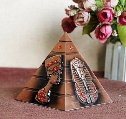 Enfeite Decorativo Em Metal Pirâmides Do Egito Com Strass 