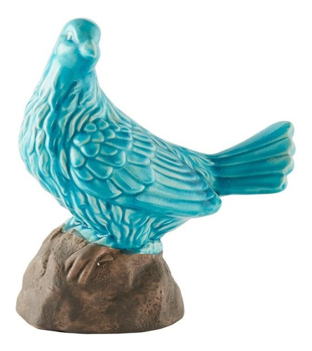 Pájaro Turquesa Figura Decorativa De Cerámica 26 Cm