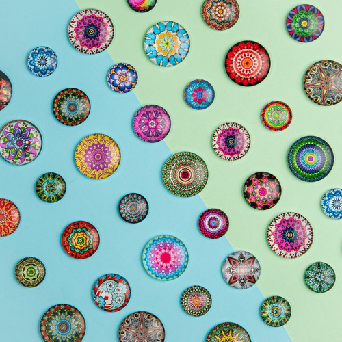 Imagen 2 de 6 de Gemas De Vidrio Mandalas. Chica N1 X10 Unidades