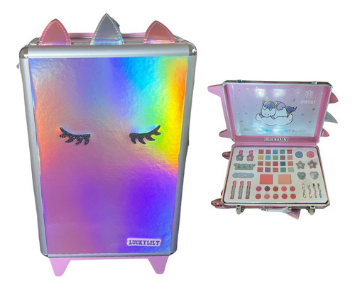 Set Maquillaje Infantil Niñas Maleta Con Ruedas Unicornio