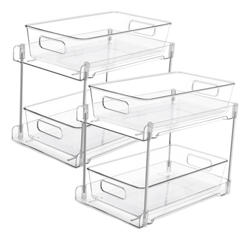 Organizador De Baño Transparente De 2 Niveles Con 2 Piezas
