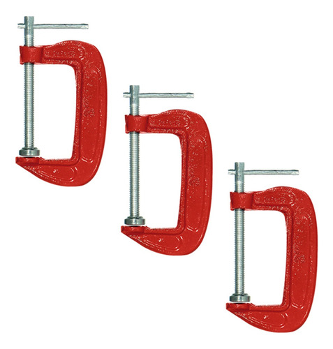 Kit 3 Grampos Sargento Tipo C 3 Polegadas Marcenaria 100mm