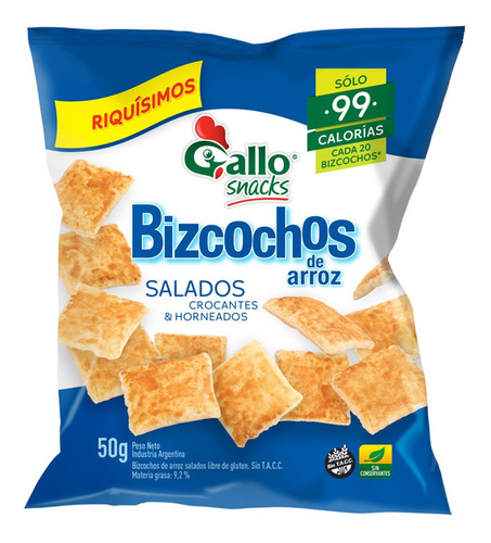 Bizcochos De Arroz Salados Gallo Snacks - Sin Tacc 