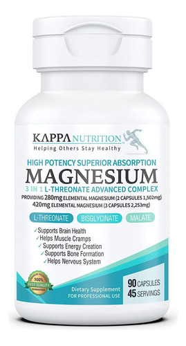  Kappa Nutrition 3 Magnesios L-treonato Bisglicinato Malato