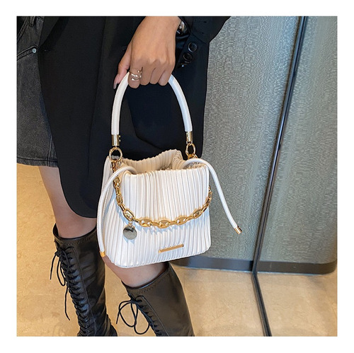 Bolso De Mujer A La Moda Bolso Tipo Cubo Portátil Plisado
