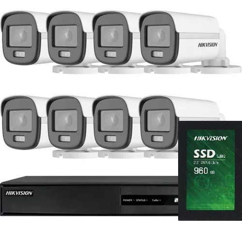 Kit Seguridad Hikvision Dvr 8 + 8 Cam 2mp Color Noche + 1tb