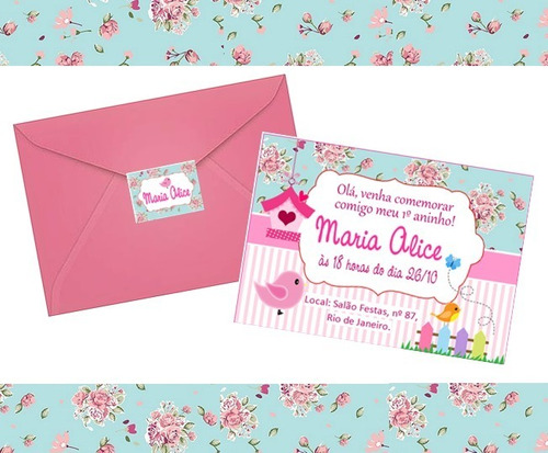 80 Convites Personalizados Com Envelope E Tag