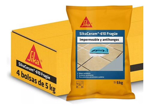 Pack 4x5k Sikaceram 610 Fragüe Para Cerámicos Gris