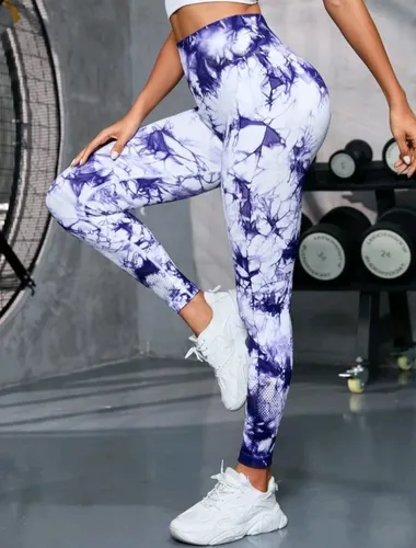 Lycra Leggings Tie Dye Push Up - Blanco Morado Ref. 1195