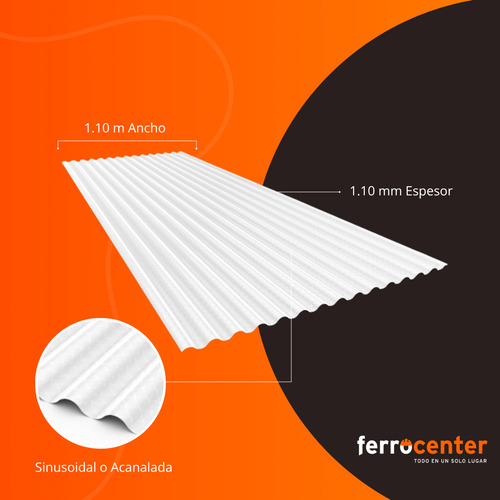 Chapa Polipropileno Traslucida Blanca Sinusoidal 1,10m X 2m