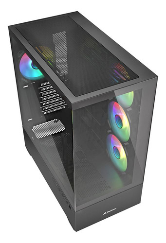 Gabinete Gamer Sharkoon Ak6 Rgb Cristal Templado Atx/btf Color Negro