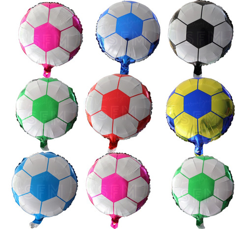 20 Globos Balon Futbol Metalico Fiesta Soccer Helio Adorno