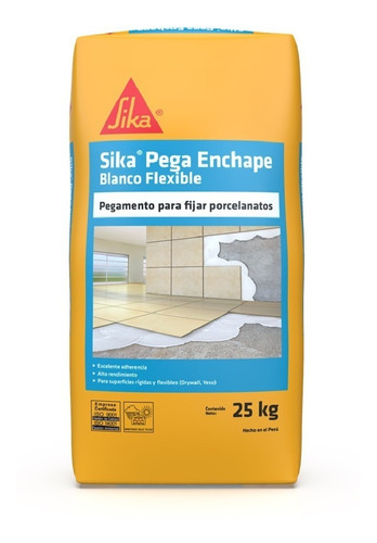 Pegamento De Porcelanatos Sika Pega Enchape Blanco Flexible 