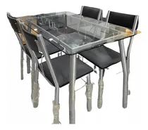 Comprar Combo Lejaim Mesa Cristal 120x70 Base Bombe Con 4 Sillas Mesa De Cristal Templado Base Bombe De Diseño Moderno 4 Sillas Ergonómicas Y Elegantes Materiales Duraderos Fácil De Limpiar Montaje Sencillo