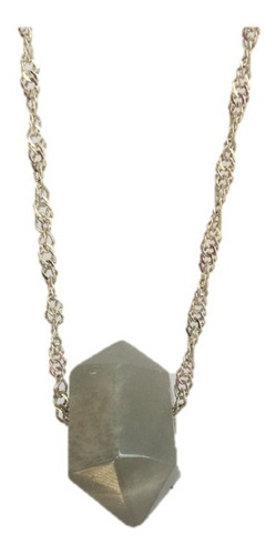 Collar Con Punta Doble De Piedra Luna Gris