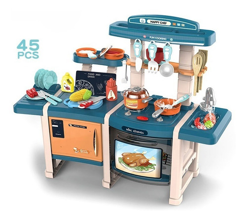 Set Cocina Infantil Horno Luz Sonido Ollas Niño Vapor Agua