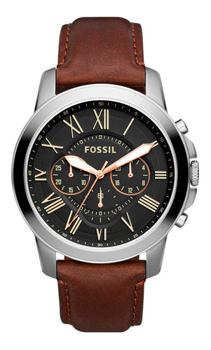 Reloj Fossil Fs4813 Piel Cafe Con Plata.