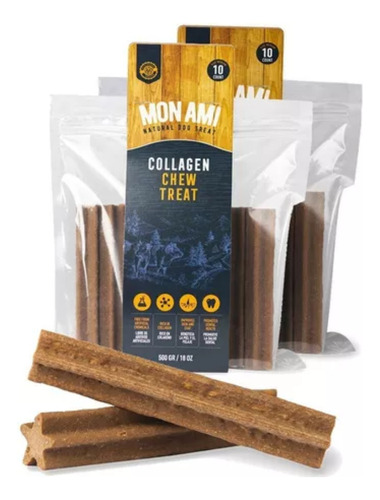 Mon Ami Snack Dental Palito Saludable Colageno 500g 2 Bolsas