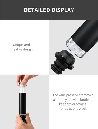 Imagen 7 de 7 de Set 4 Tapón Y Bomba De Vacío Vinos - Preserva Mejor Tu Vino